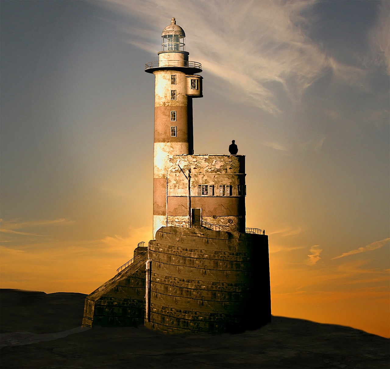 lighthouse evening sunset free photo