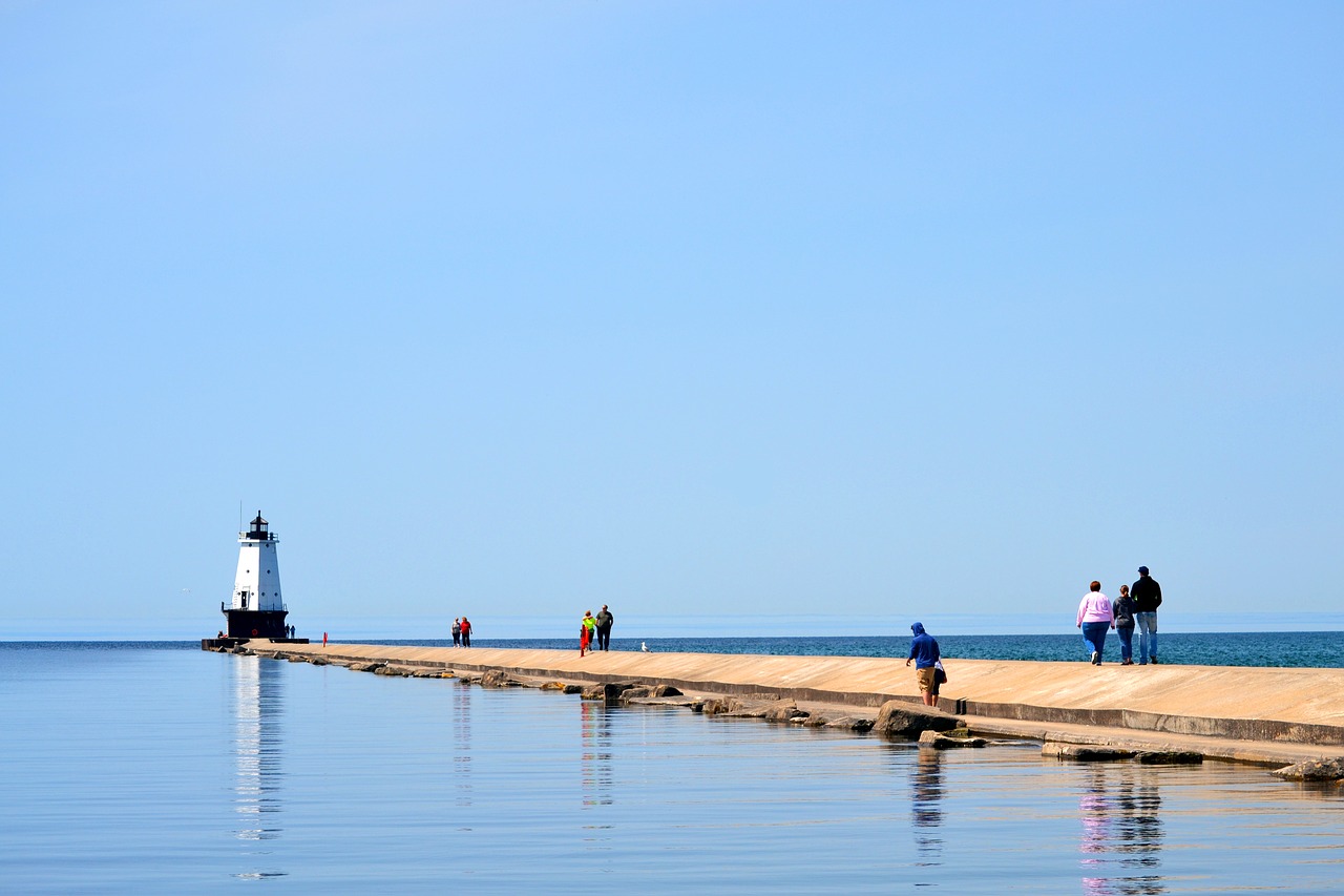 lighthouse pier boardwalk free photo