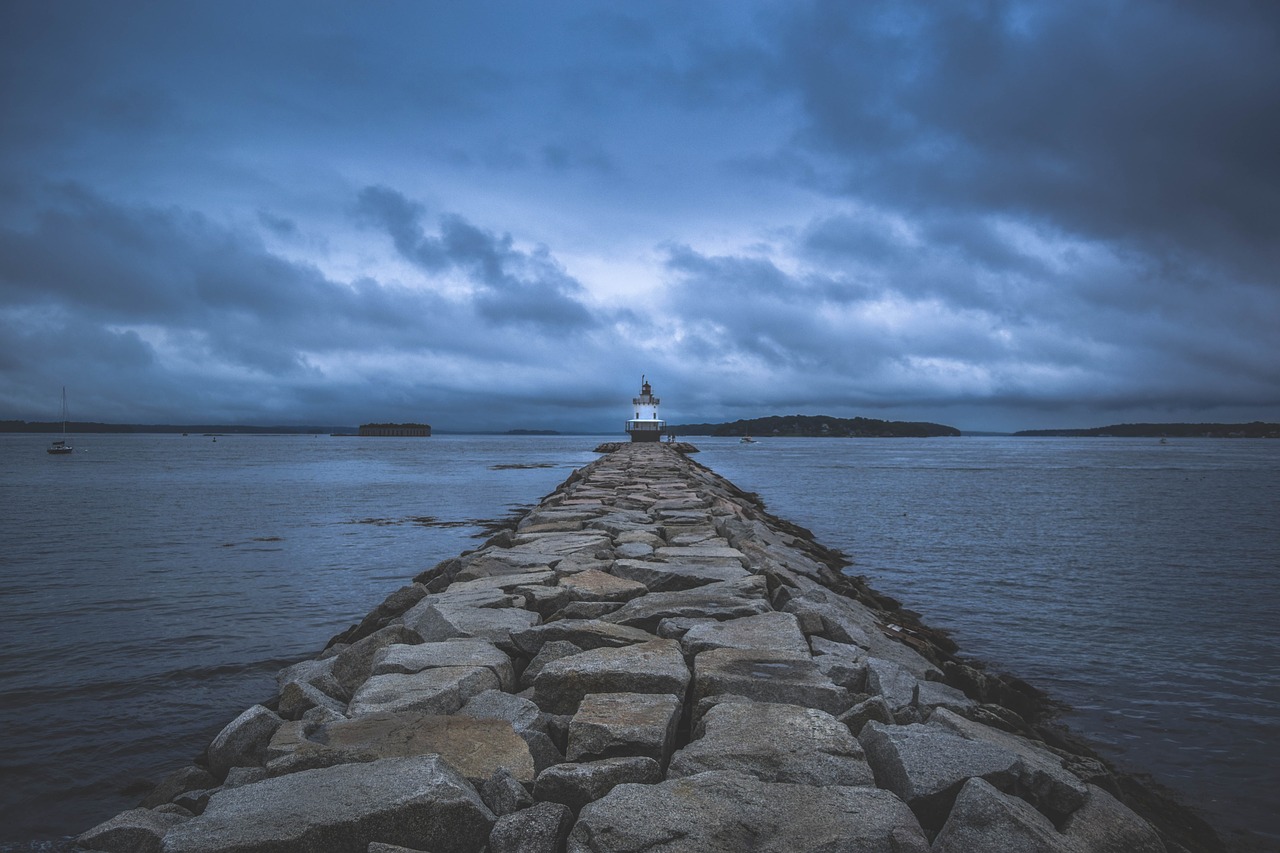 lighthouse pier maine free photo