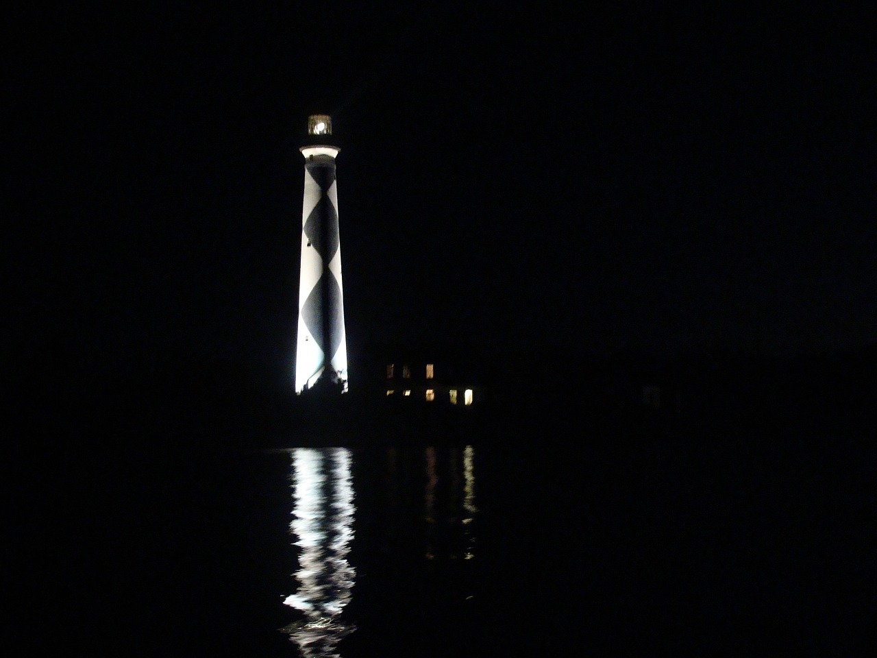 lighthouse cape lookout night free photo