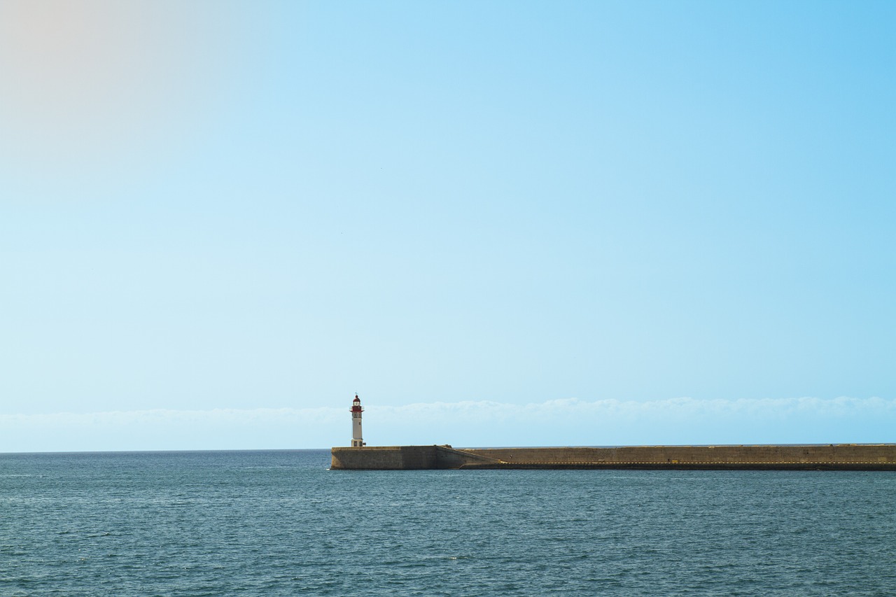lighthouse breakwater harbor almeria free photo