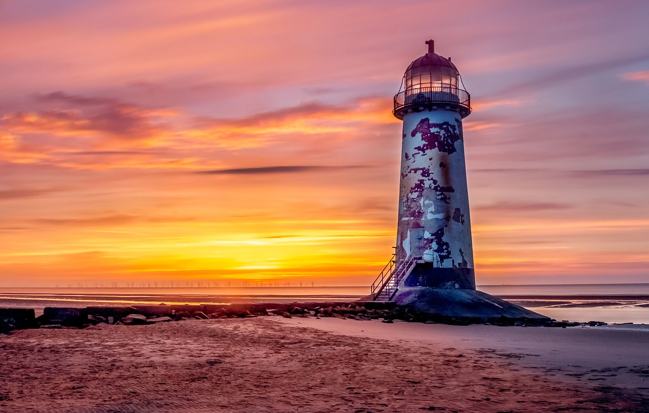 lighthouse talacre lighthouse irish sea free photo