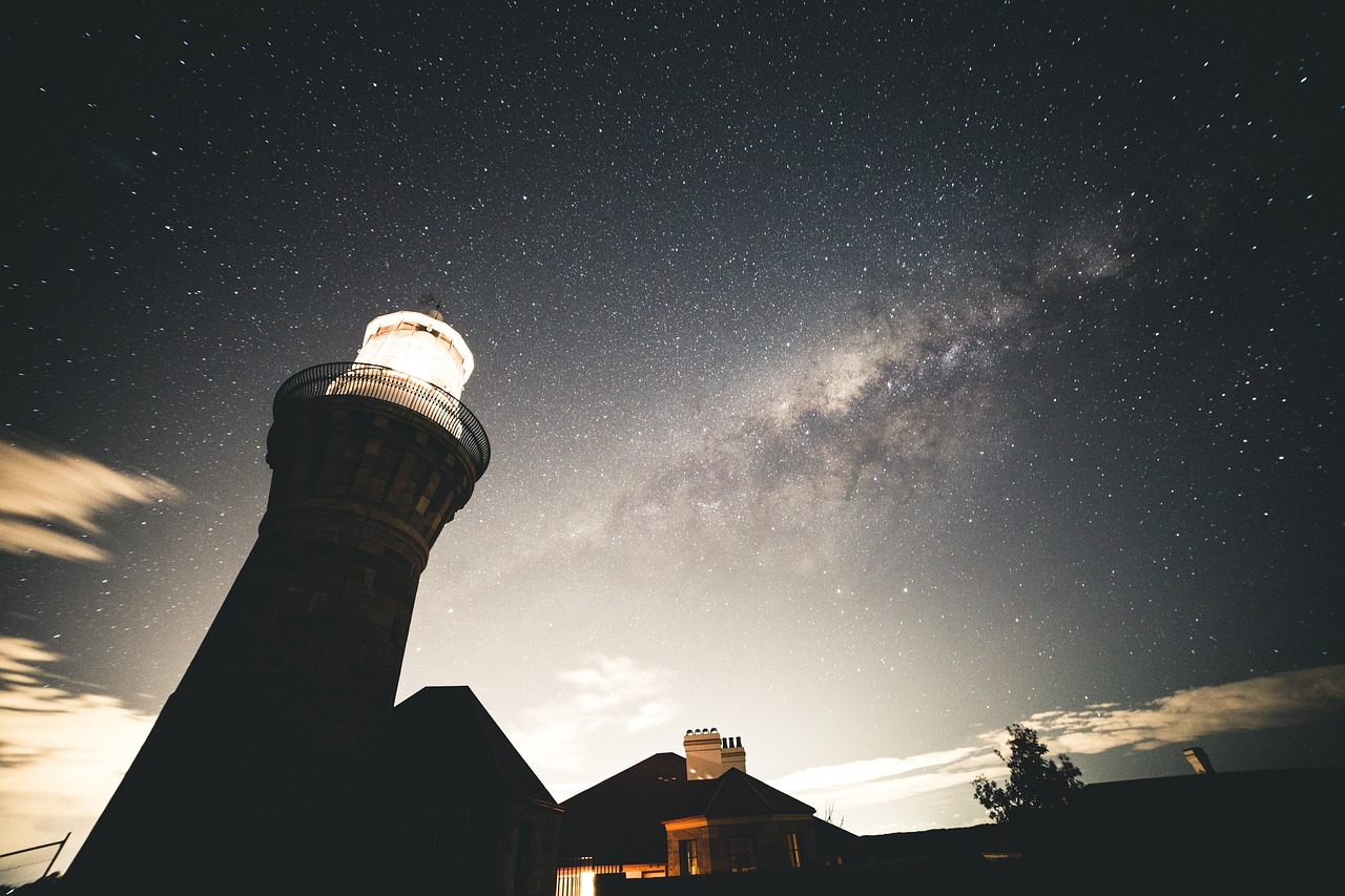 lighthouse dark night free photo