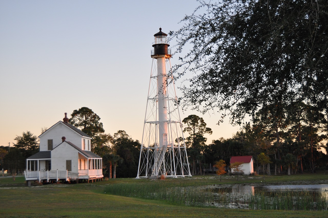 lighthouse pond landscape free photo