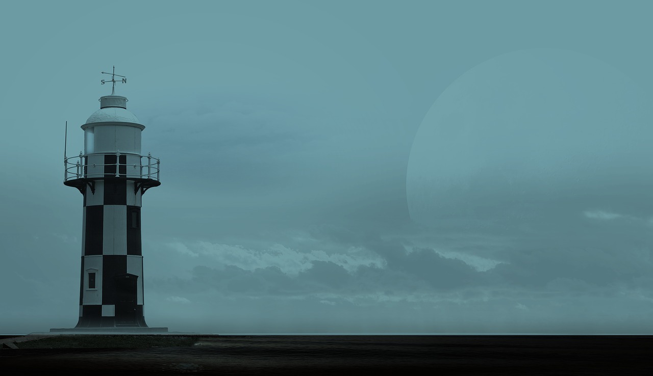 lighthouse moon sea free photo