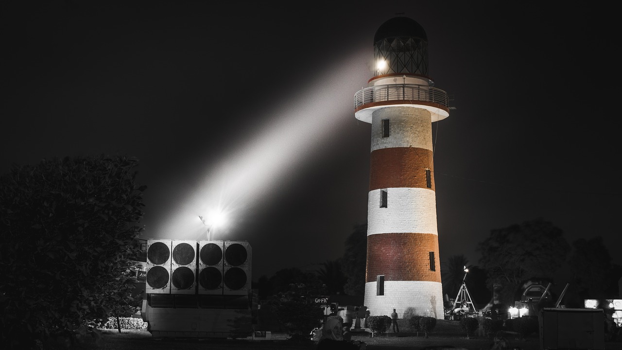 lighthouse night light free photo