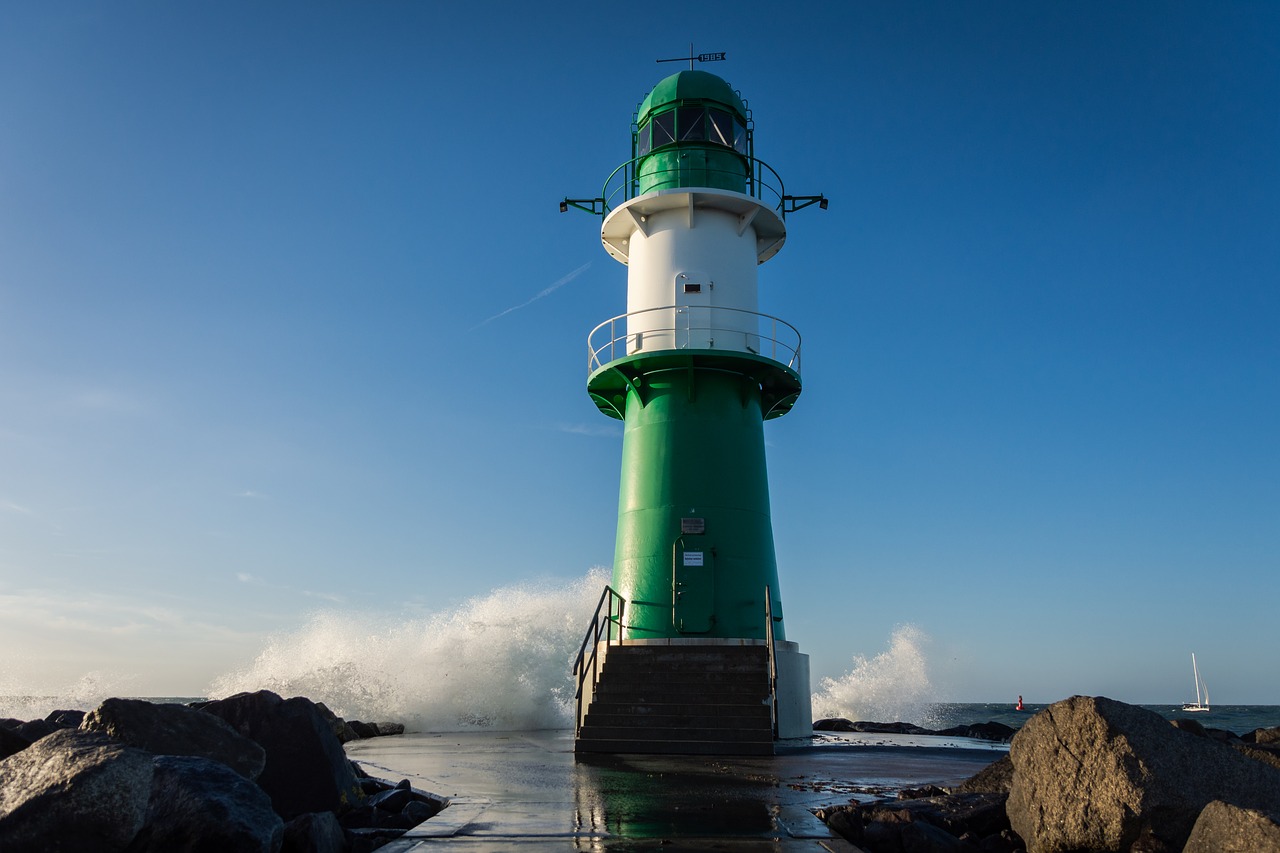 lighthouse  sea  port free photo