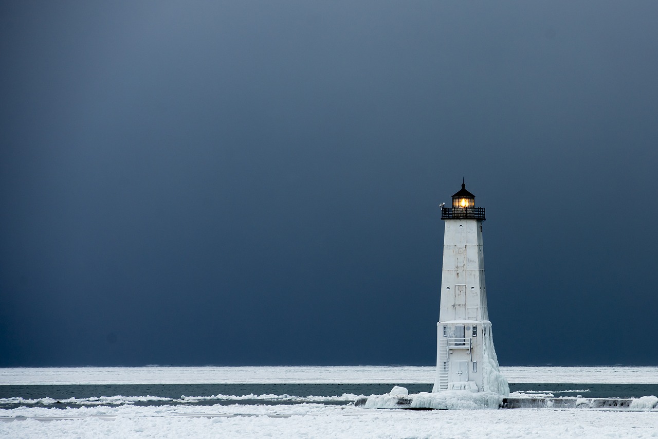 lighthouse  ice  winter free photo