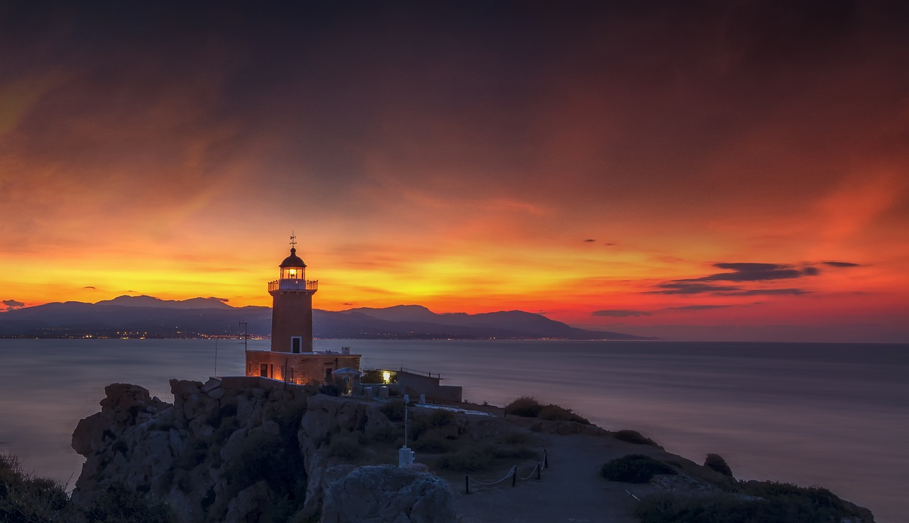 lighthouse  sunset  lights free photo