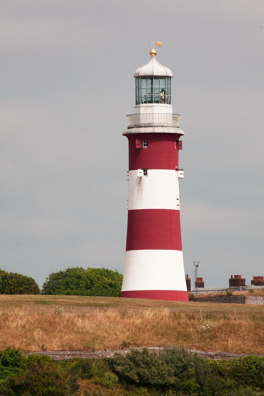 lighthouse red white free photo