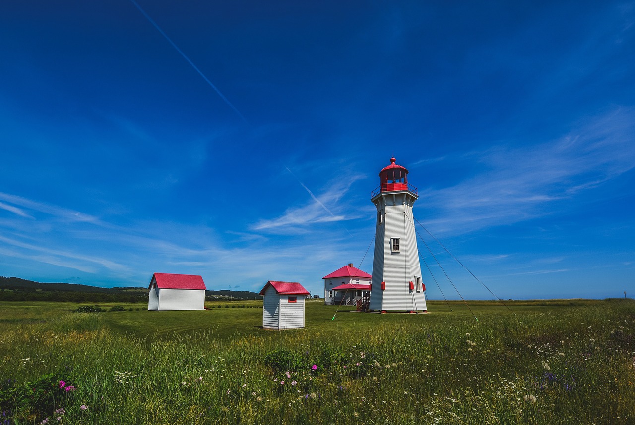 lighthouse  prairie  sky free photo