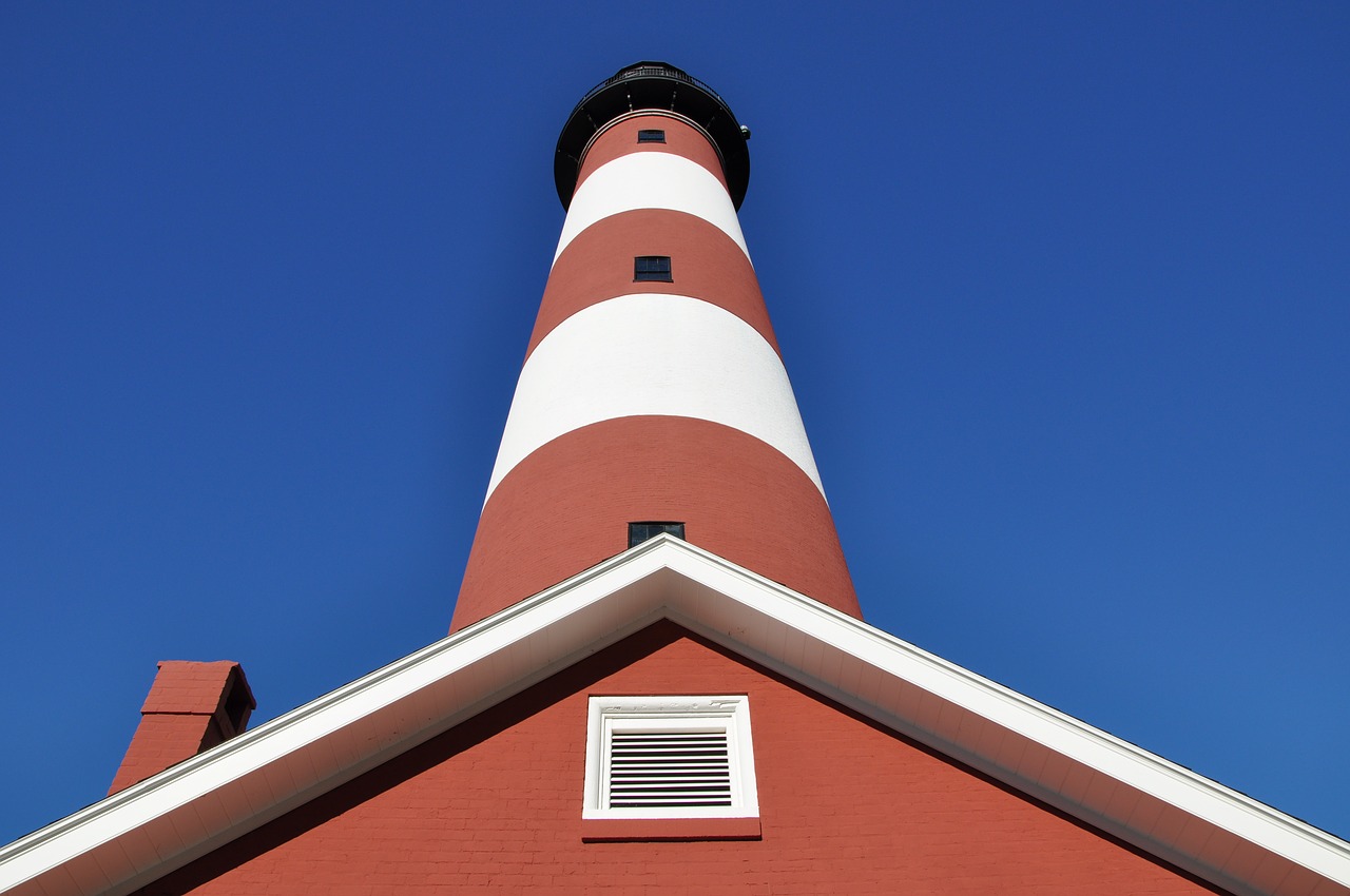 lighthouse  stripes  coast free photo