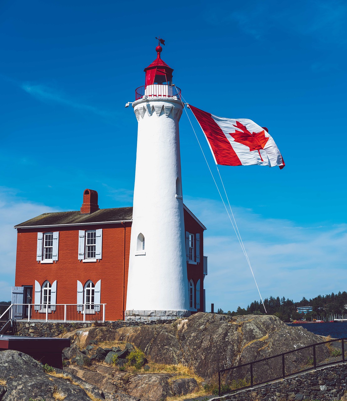 lighthouse  canada  flag free photo