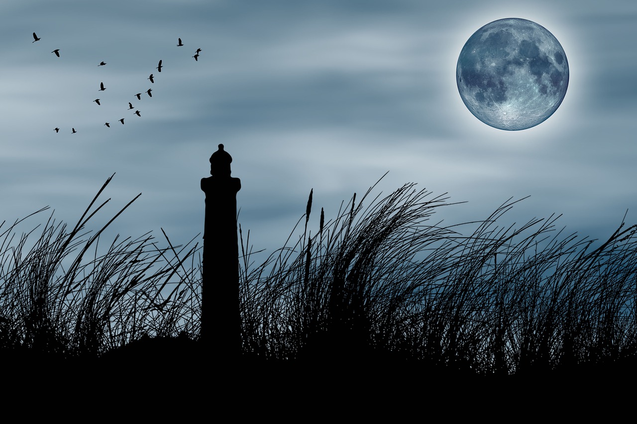 lighthouse  fantasy  full moon free photo