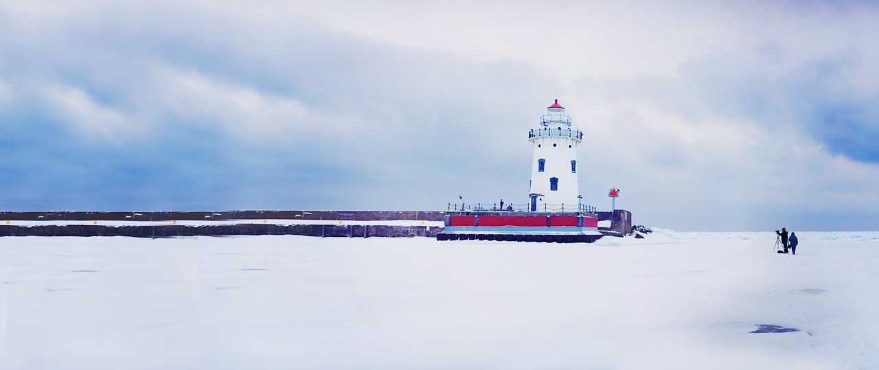lighthouse panorama winter free photo