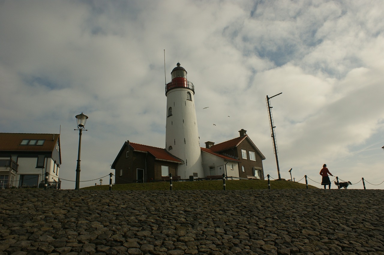 lighthouse silhouette woman free photo