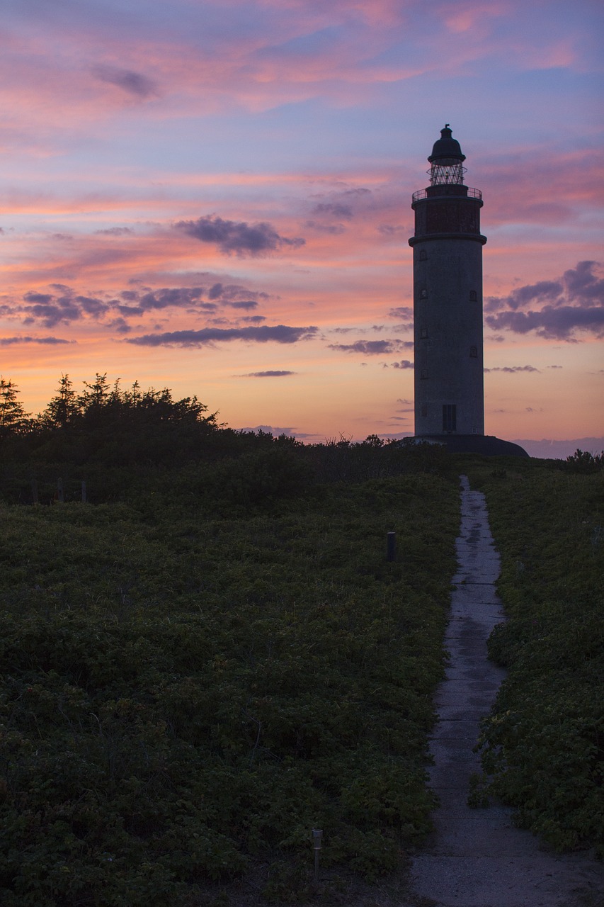 lighthouse denmark sunset free photo