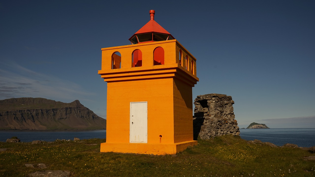 lighthouse iceland yellow free photo