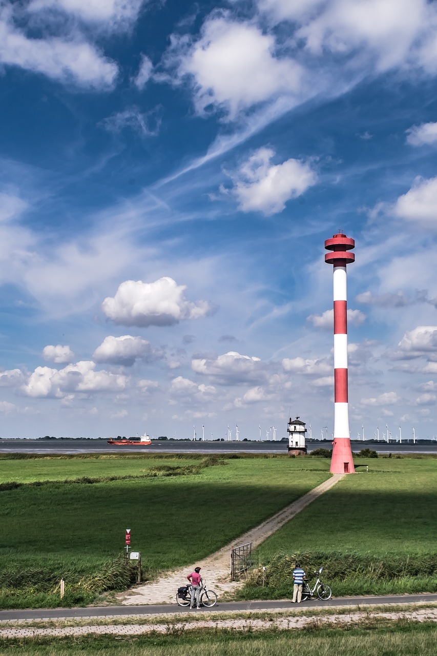 lighthouses  dike  sky free photo