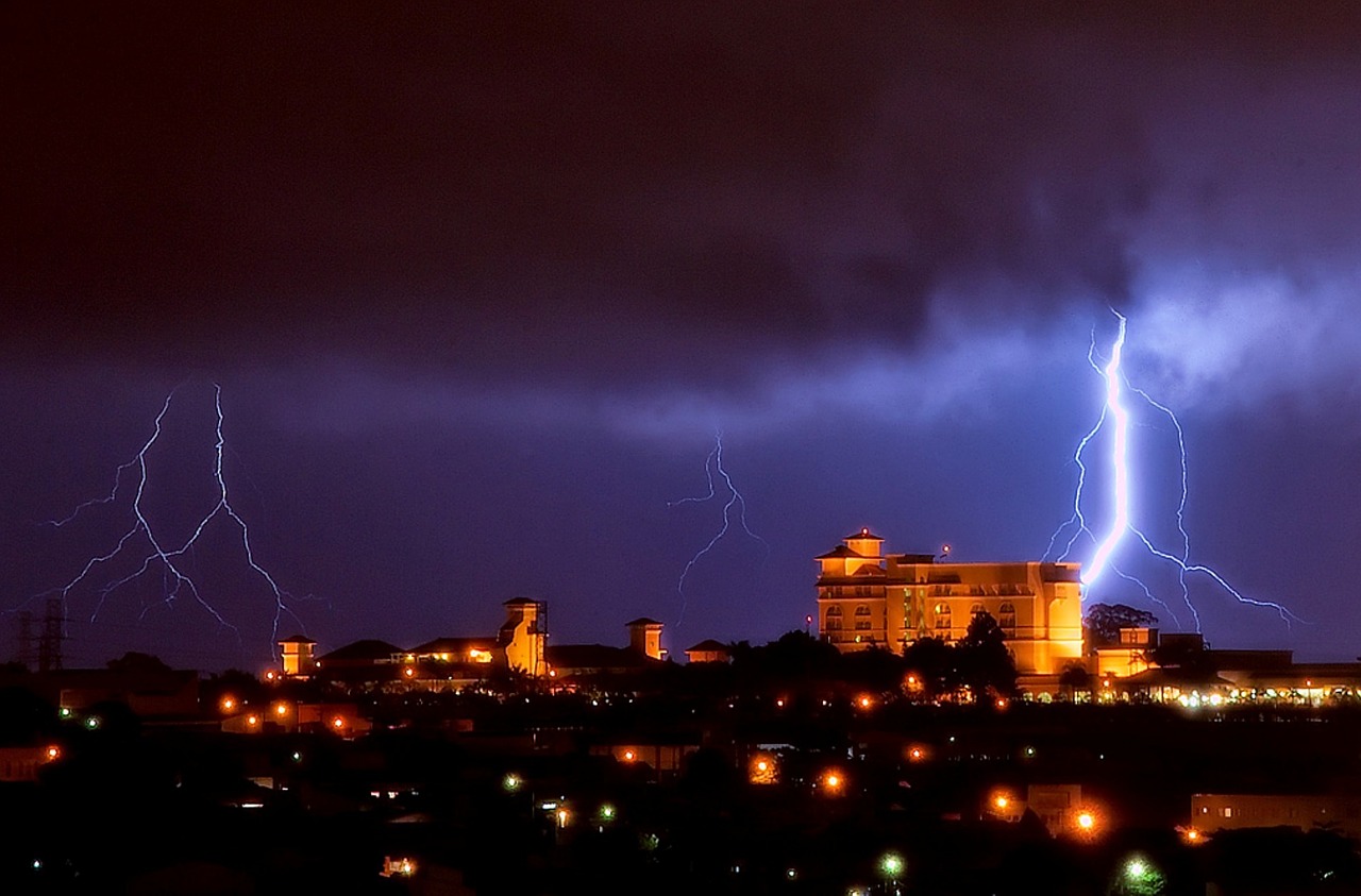 lightning thunderstorm night free photo