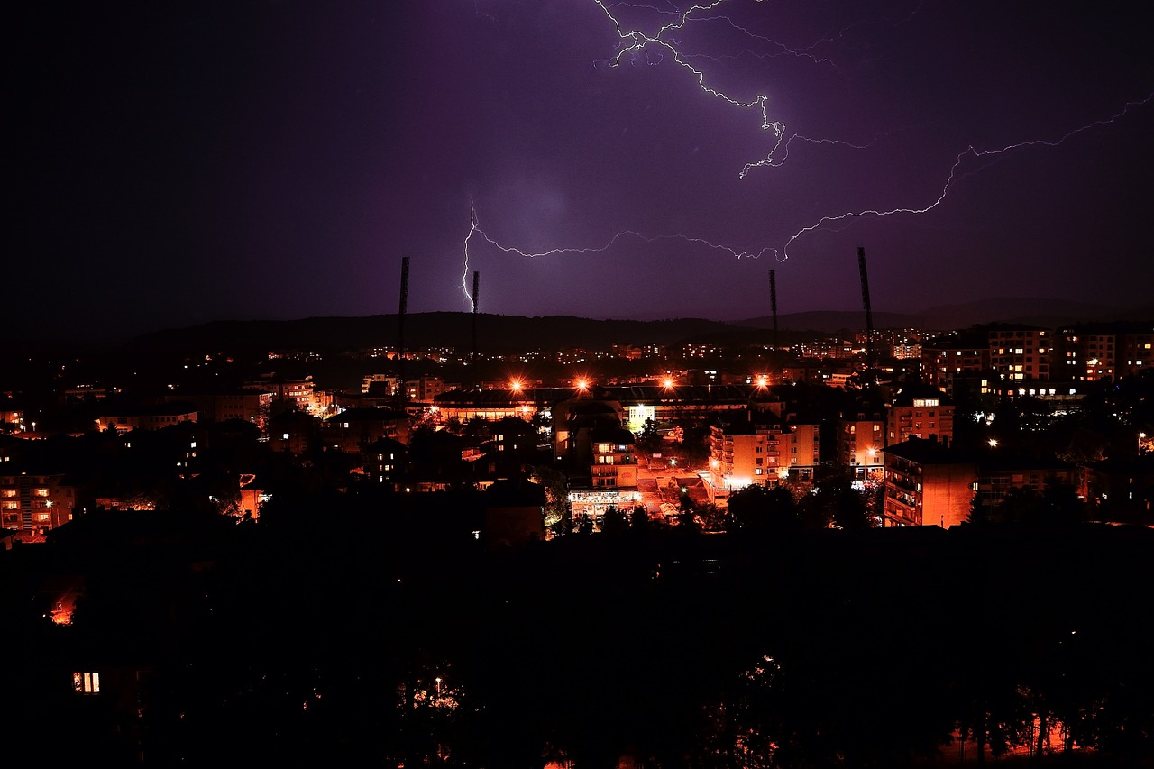 lightning night storm free photo