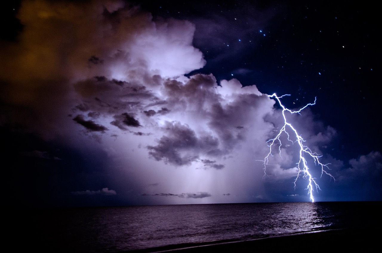 lightning night weather free photo