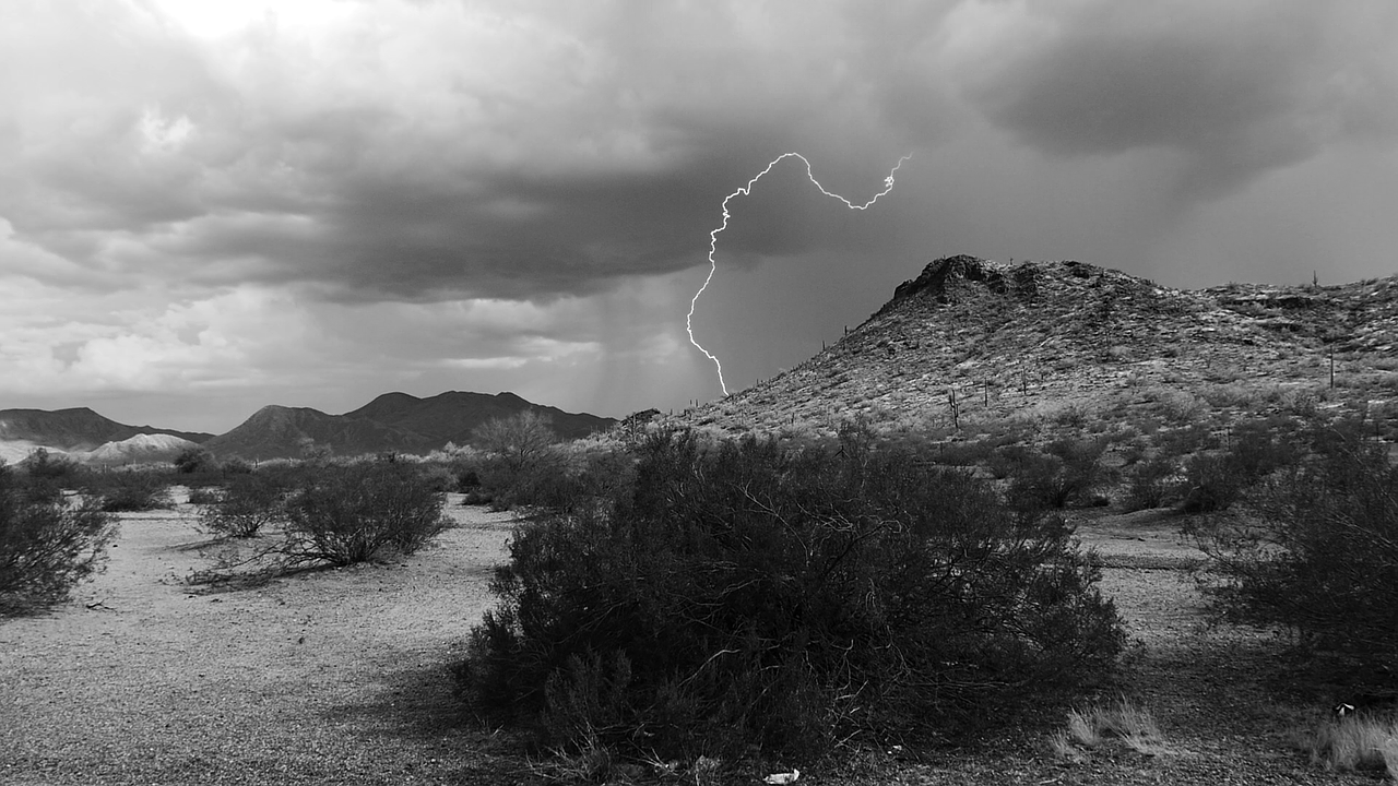 lightning storm desert free photo