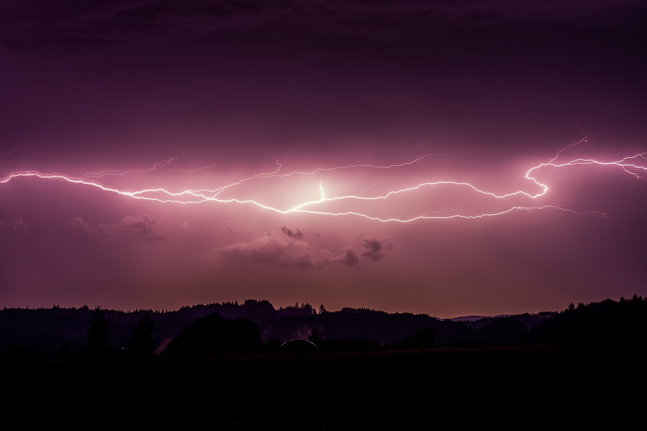 lightning night landscape free photo