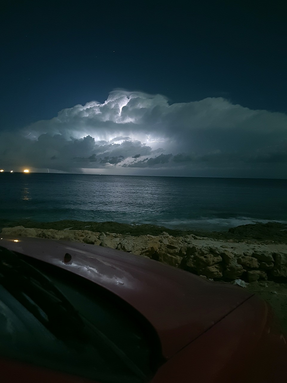 lightning  night  sea free photo