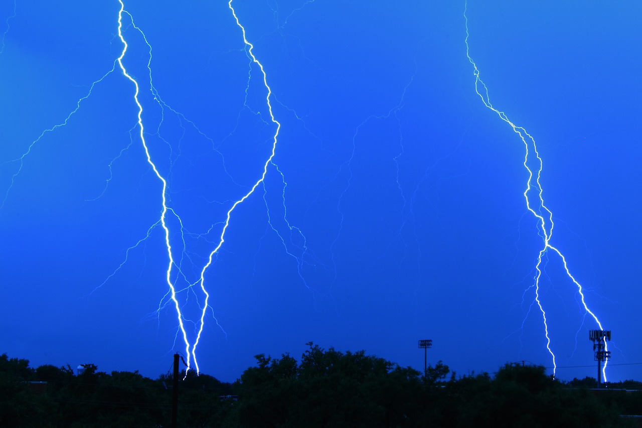 lightning storm  shock  weather free photo