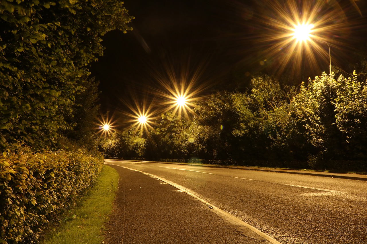 lights night road free photo