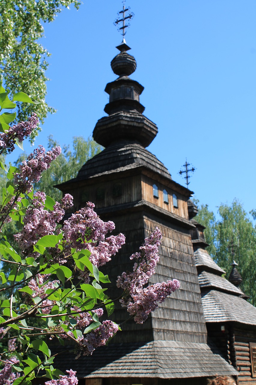 lilac  church  sky free photo