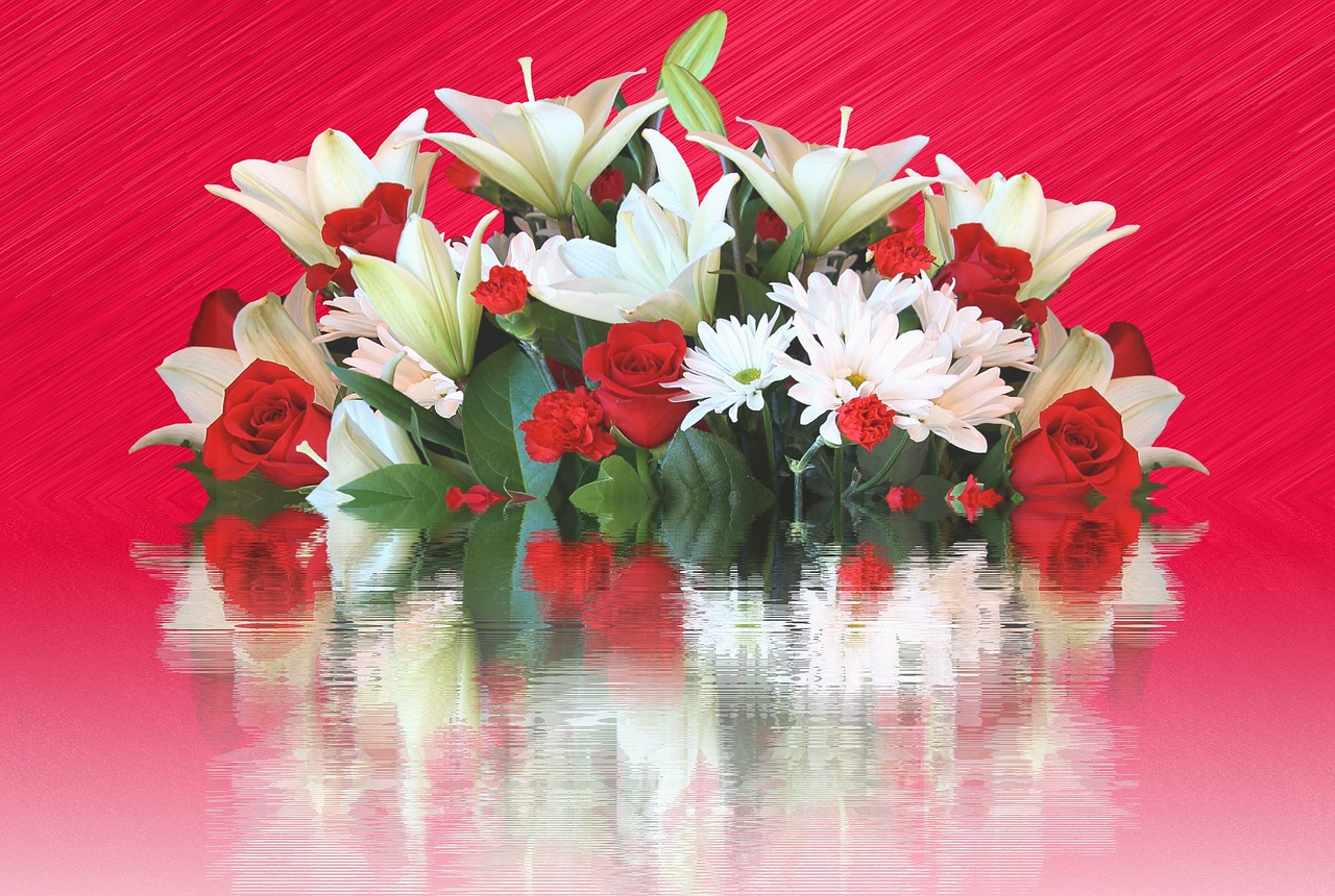 lilies roses bouquet free photo