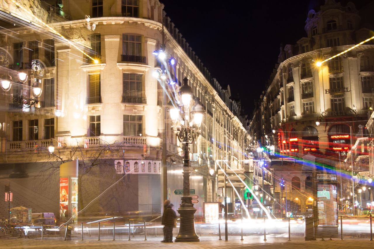 lille  night-time photography  city free photo