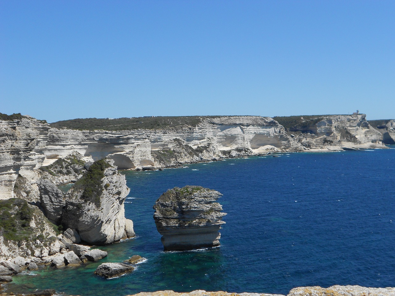 limestone rock corsican sea free photo