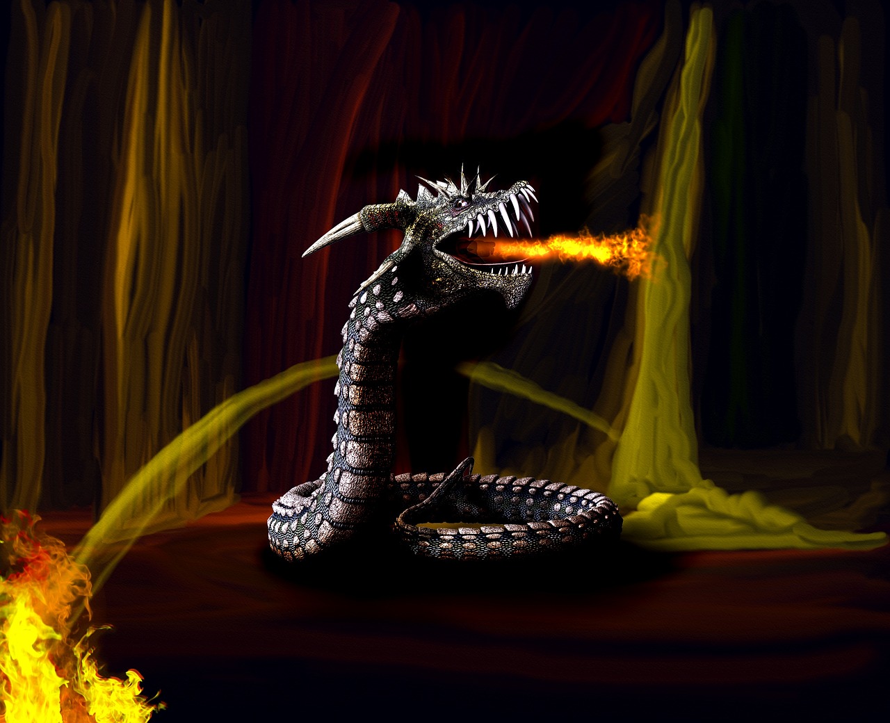 lindwurm dragon fire free photo