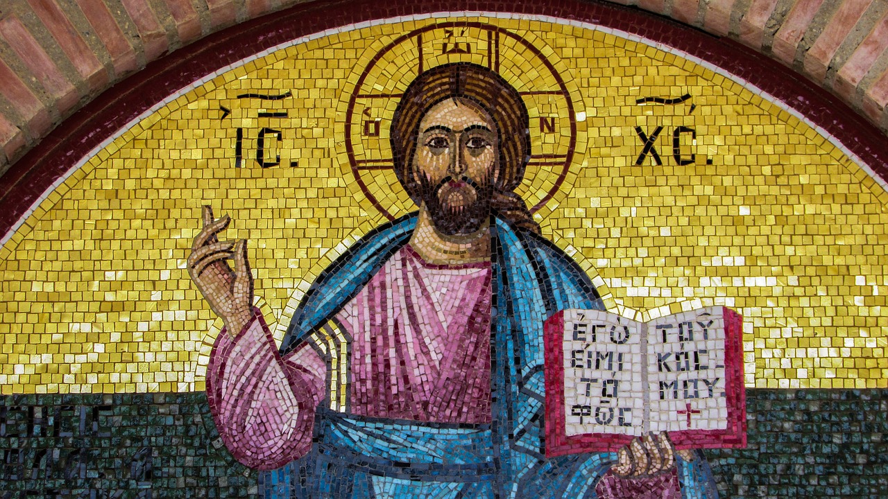 lintel jesus christ mosaic free photo