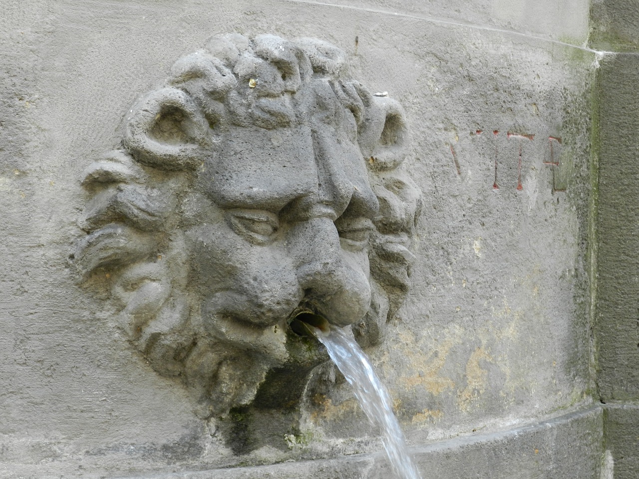 lion concrete fountain free photo