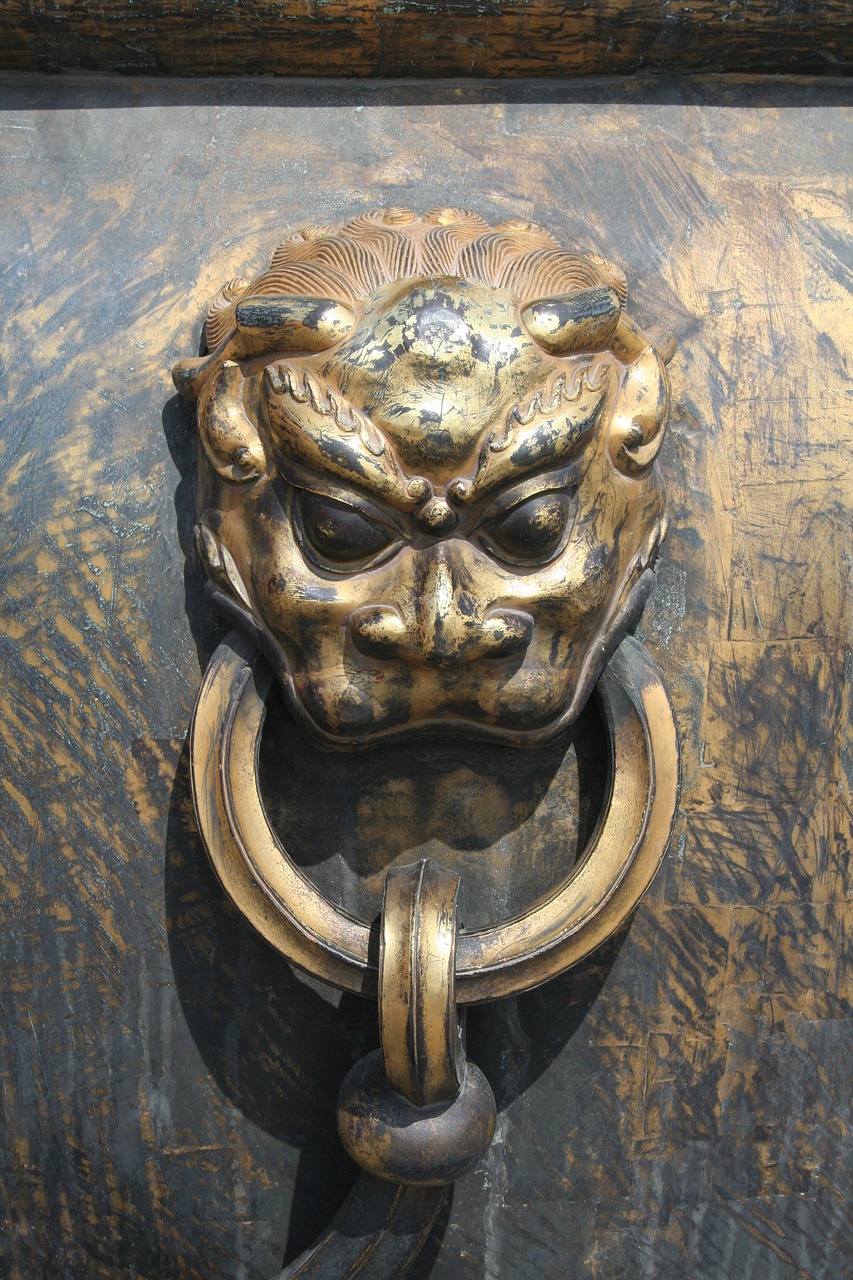 lion door knocker architecture free photo