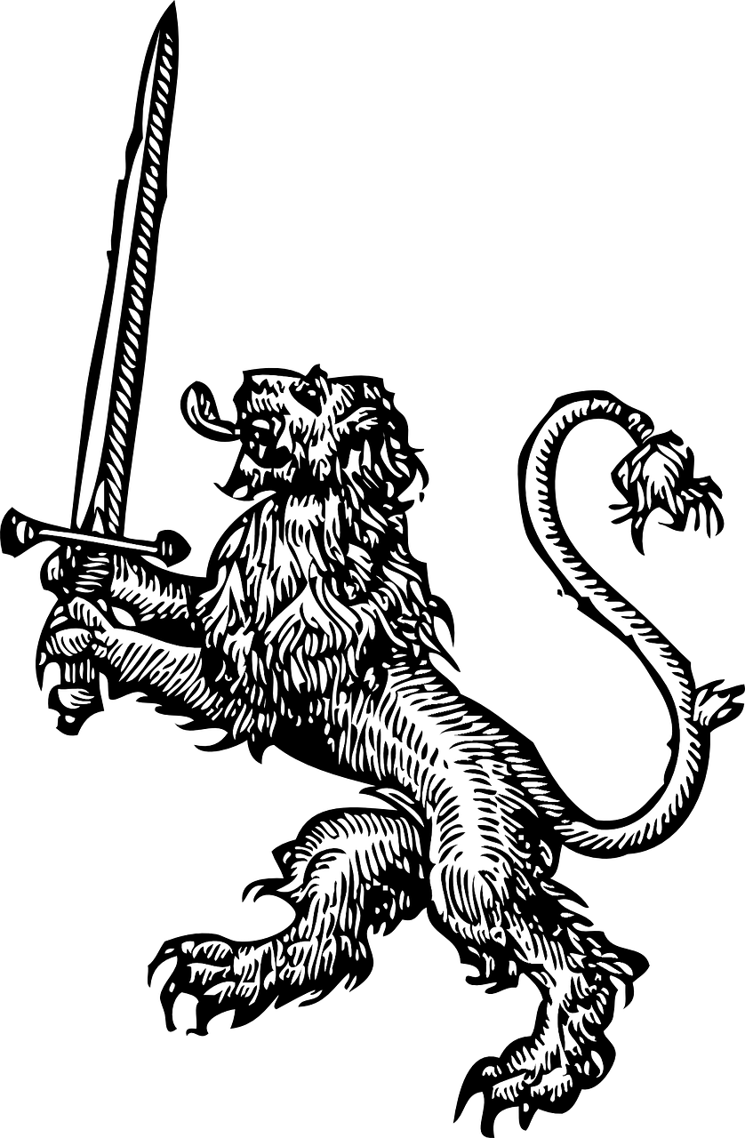 lion sword heraldic free photo