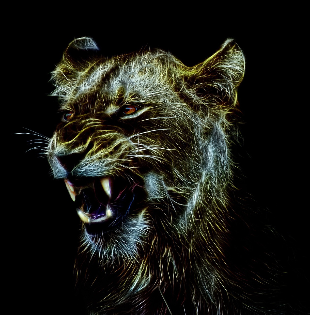 lion  lioness  fractalius free photo