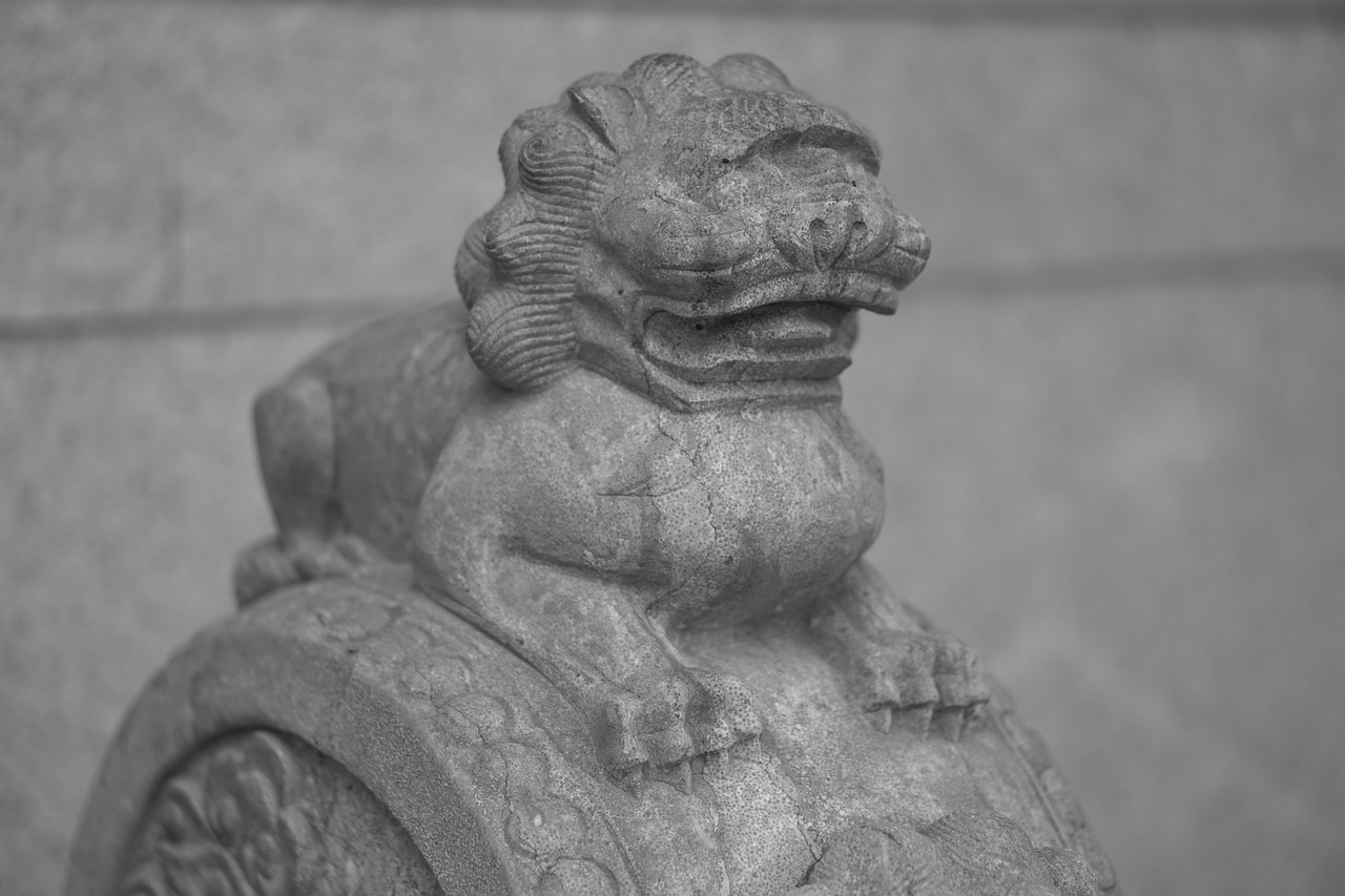 lion  stone lion  chinese style free photo