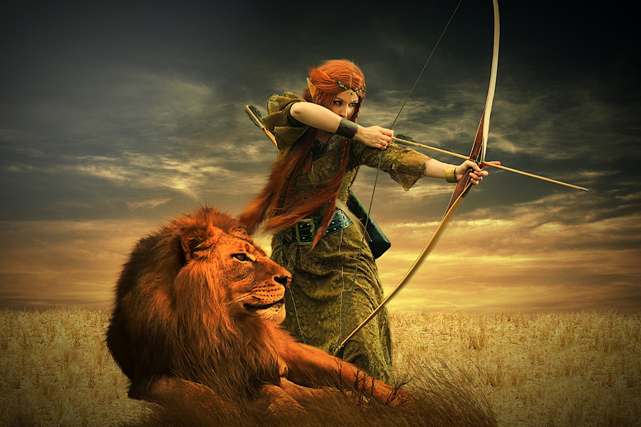 lion  warrior  woman free photo