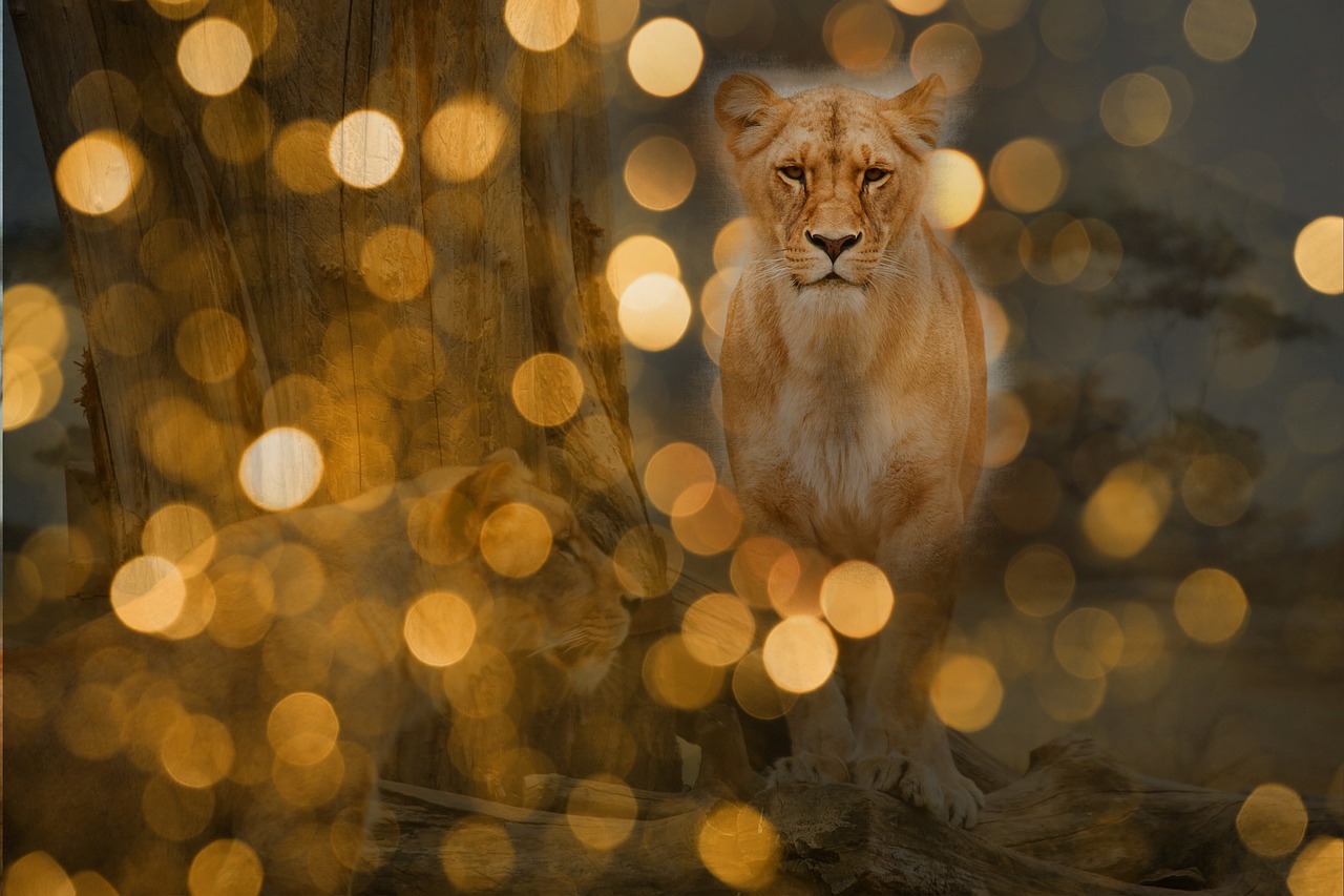 lion predator lights free photo