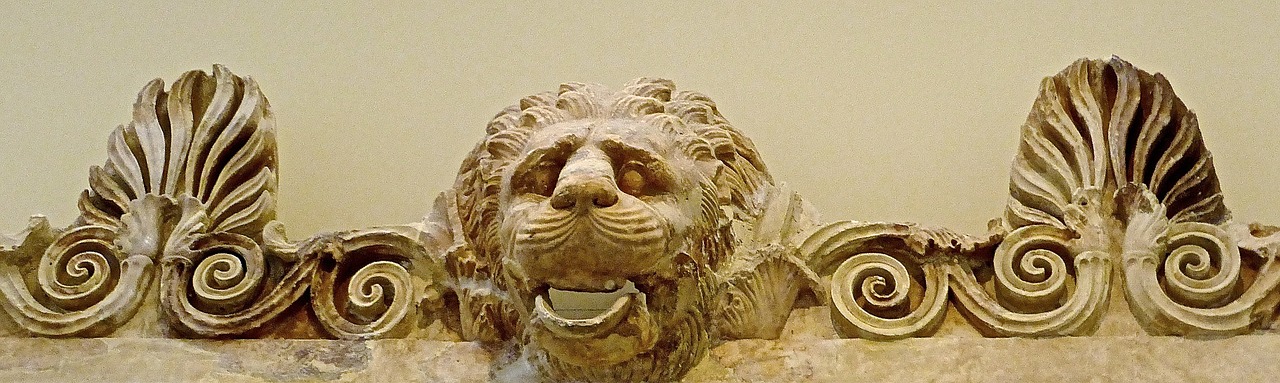 lion bas-relief carving free photo