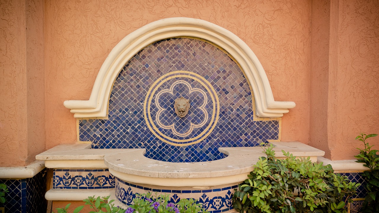 lion fountain mosaic fountain free photo