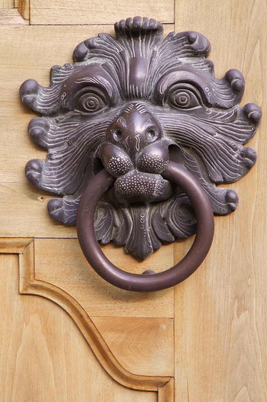 lion head doorknocker thumper free photo