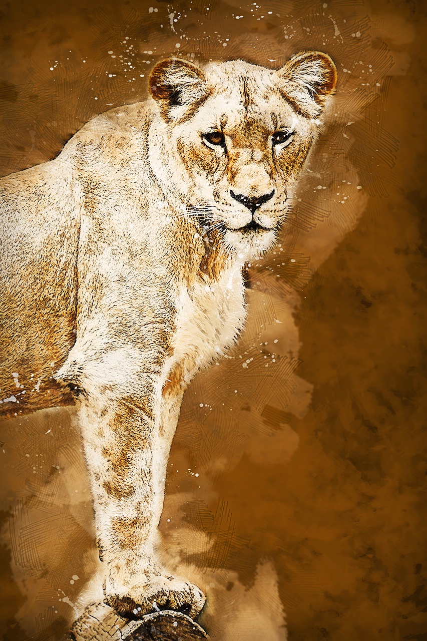 lioness animal art free photo