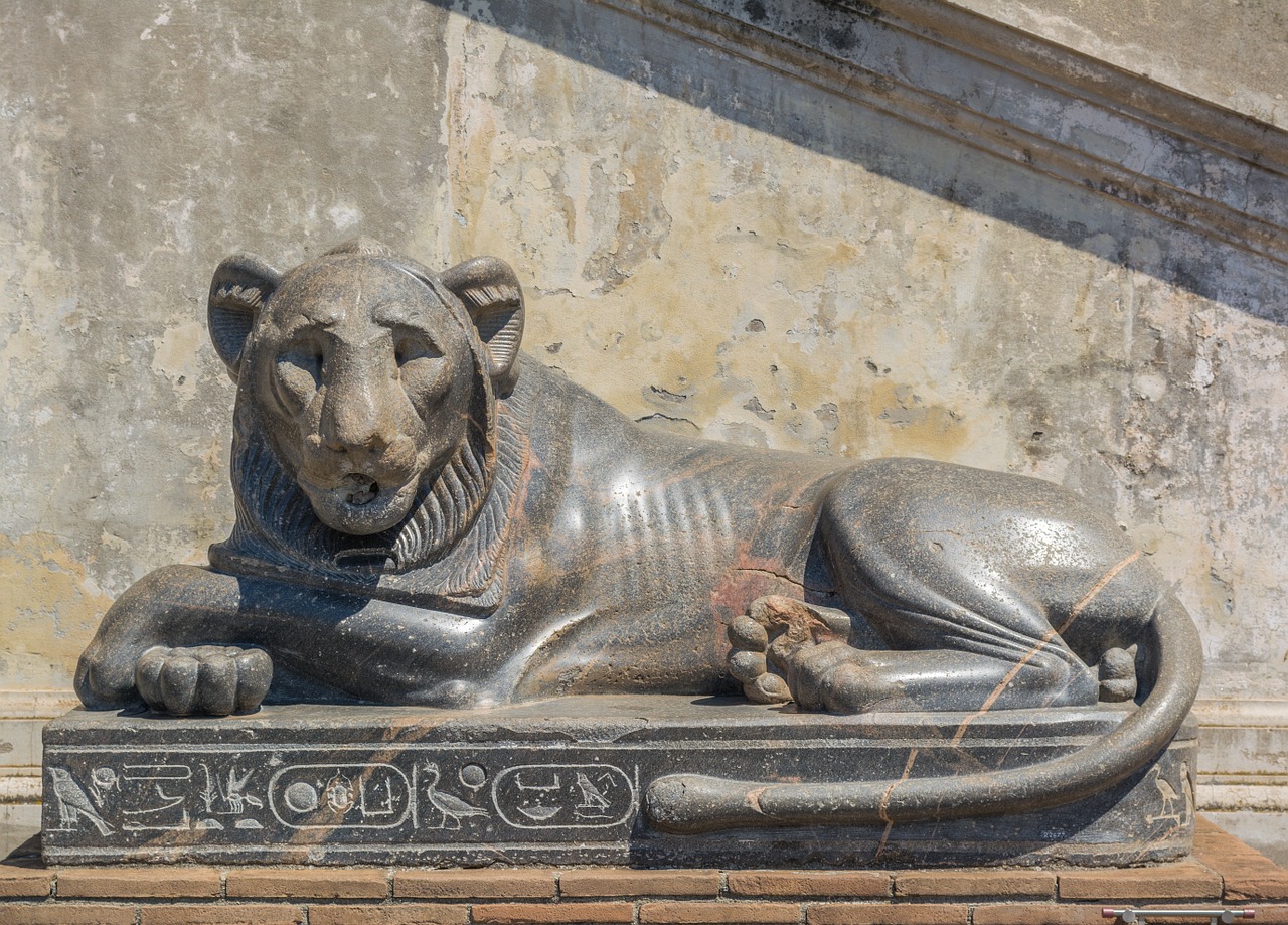 lioness sculpture ancient egypt free photo