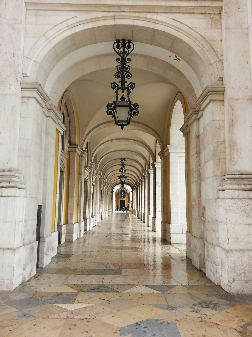 lisbon arcades portugal free photo